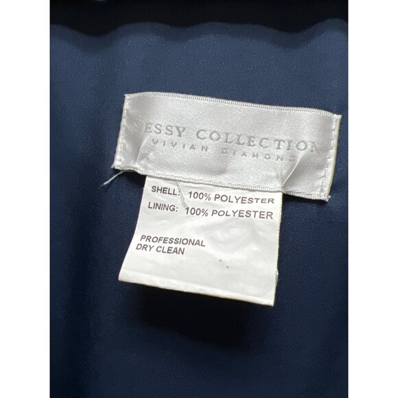 Dessy Collection Vivian Diamond Navy Long Sleeve Formal Wrap Dress - Picture 5 of 8